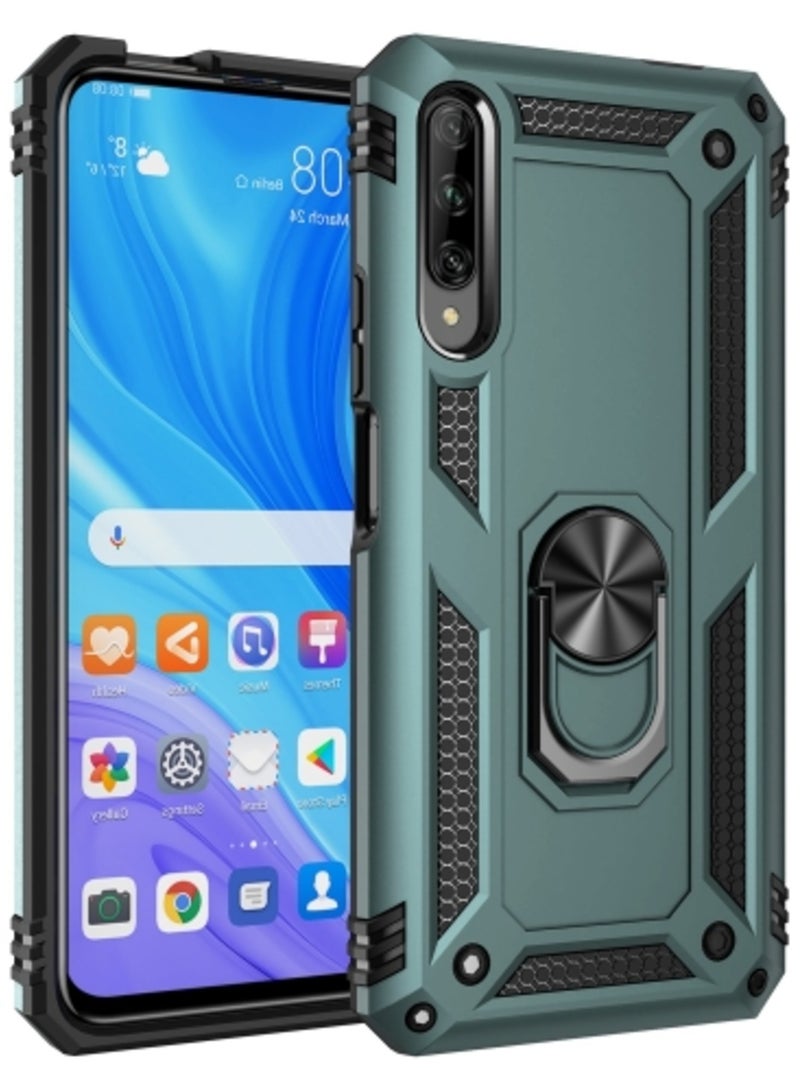 Case For Huawei Y9s Shockproof TPU Plus PC Protective Case with 360 Degree Rotating Holder Green - Image 1